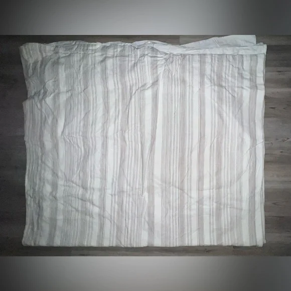 Pottery Barn Hawthorn Striped Duvet Cover Cal King White Brown 92” X 108”